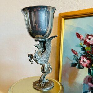 Vintage 1985 Gallo Pewter Goblet Pegasus Signed Whimsy Kitsch Wine NY Made
